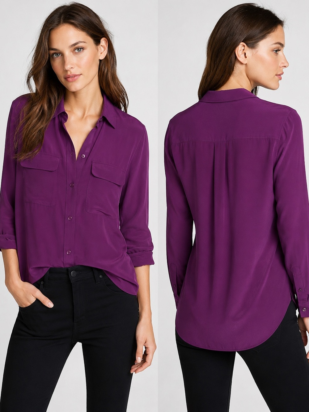 Equipment Femme 100% Silk Blouse Purple Button Down Shirt Luxury Small